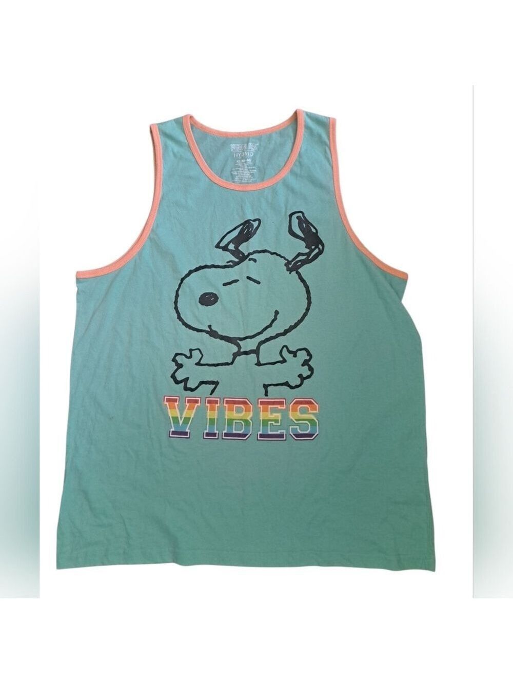 PEANUTS Snoopy VIBES hybrid Tank Top Tee Y2K coastal Beachy casual mens XL 46-48